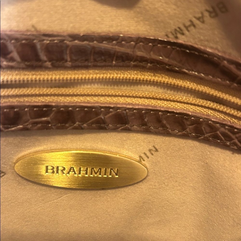 Brahmin Brown Crocodile-Embossed Handbag - Picture 4 of 7